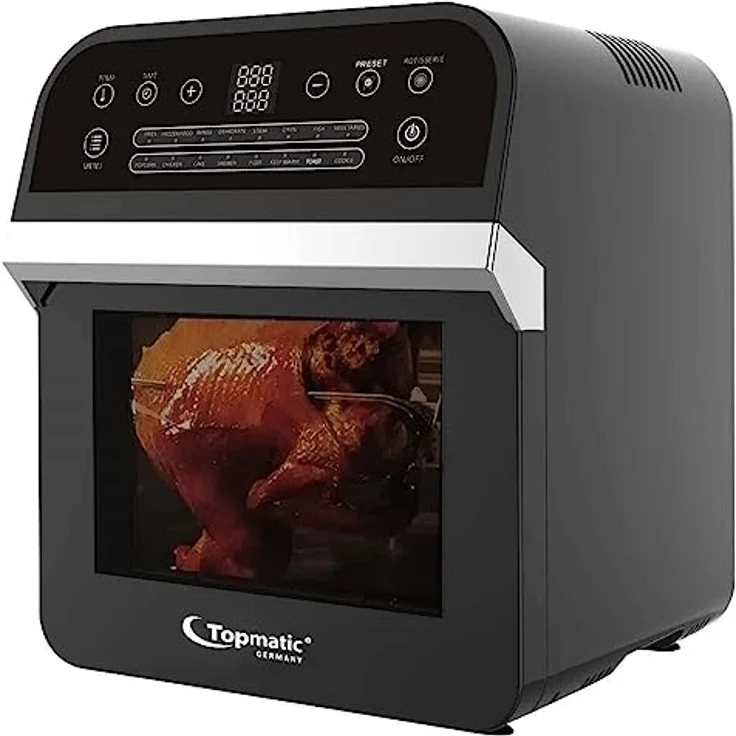 Topmatic XXL Heißluftfritteuse 12L schwarz 1600W Digitales Touch-Bedienfeld 60M. Timer Air Fryer Backofen Fritteuse – Bild 1