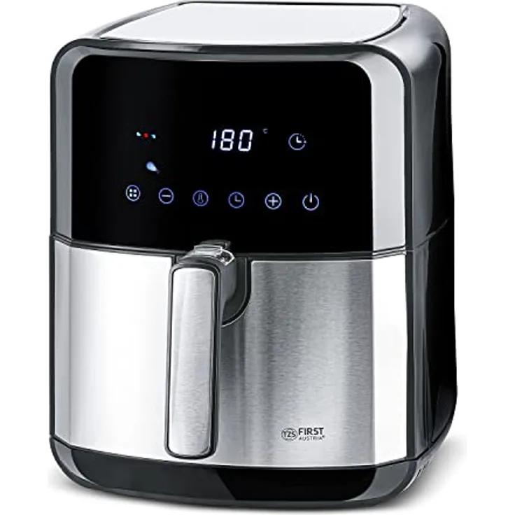 TZS First Austria Heißluftfritteuse 5 L, Antihaft-Edelstahlkorb, Airfryer, digital, 8 Programme, 1700W, 60-Minuten-Timer, ohne Fett - Backen, Frittieren, Grillen, Rösten