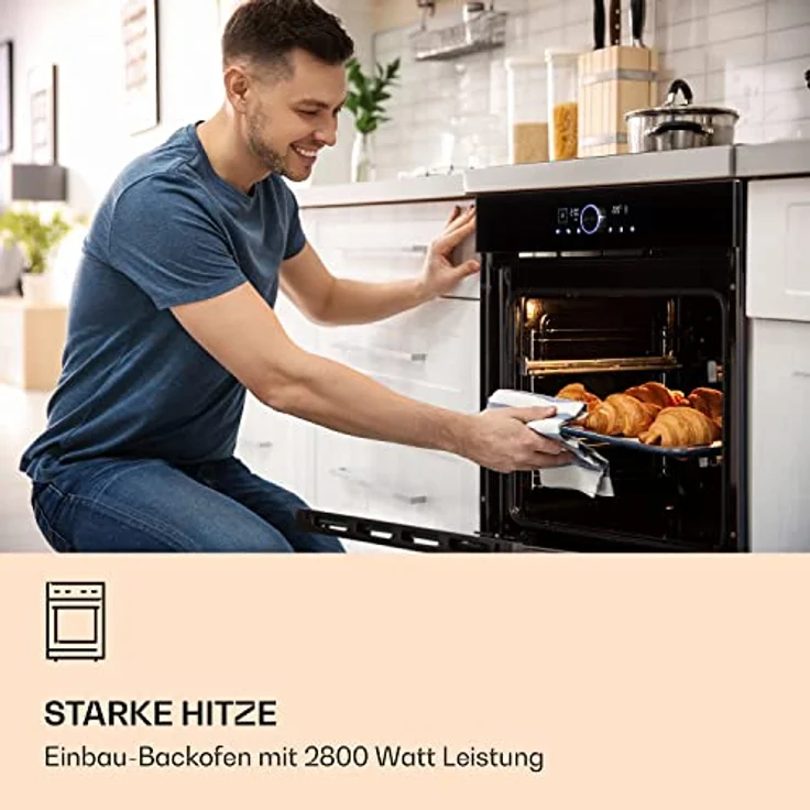 Klarstein Backofen, Einbau-Backofen mit 11 Modi, Backofen Einbaugerät mit Stecker, Einbaubackofen mit Auftau & Grill-Funktion, 73L Ofen mit App-Control & Drehschalter, Elektro-Backofen in Schwarz – Bild 2