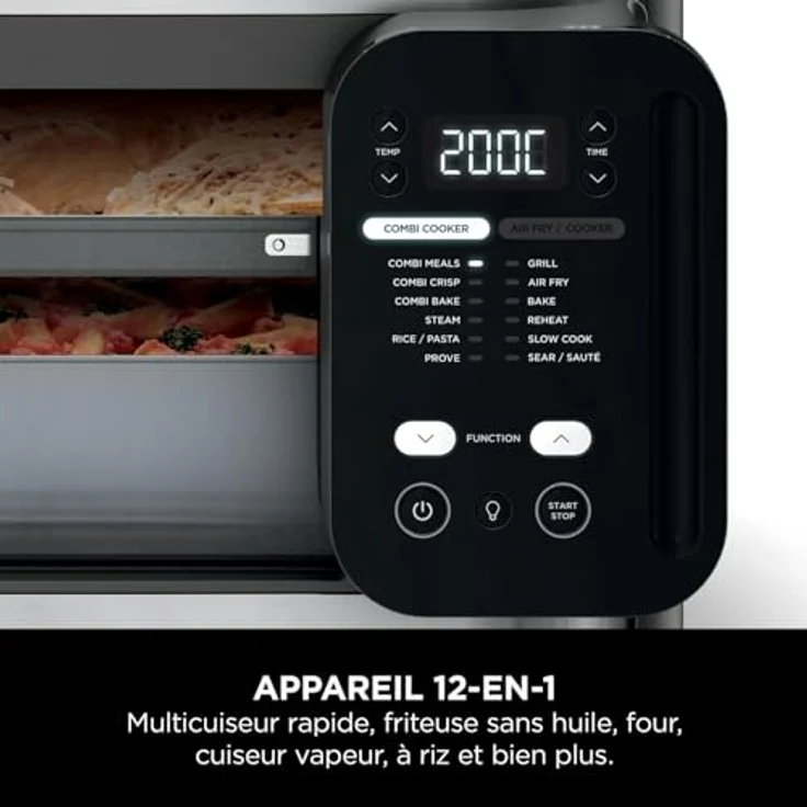 Ninja Combi 12-in-1 Multikocher, Ofen & Heißluftfritteuse, 12 Kochfunktionen, Air Fryer & Grillen Zubereitung in 15 Min*, mit Backblech, Pfanne, Crisper Gittereinsatz, Rezeptanleitung, Grau, SFP700EU. – Bild 4