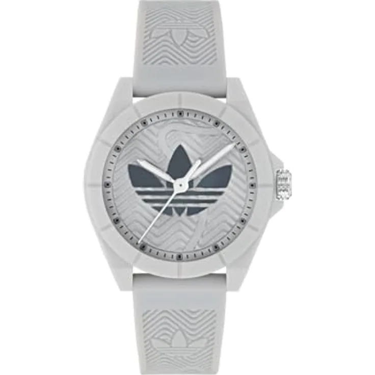 adidas Originals Quarzuhr AOST25035, graues Kunststoffgehäuse mit analogem Zifferblatt, Wasserdicht bis 50m, 41 mm Durchmesser