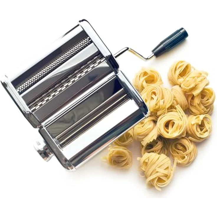 Toboli manuelle Nudelmaschine, Edelstahl Pasta Maschine mit einstellbarer Teigdicke 2-6 mm und 150 mm Breite – Bild 3