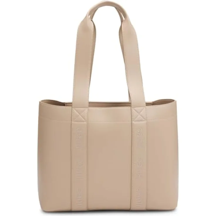 HUGO Shopper Becky UP Tote Bag, Polyurethan mit Reißverschluss-Innenfach, schwarz