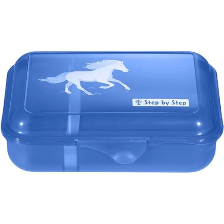 Step by Step Lunchbox Wild Horse Ronja, Blau, mit Trennwand und Klickverschluss, spülmaschinenfest, BPA-frei, für Schule und Kindergarten, 0,9l – Bild 1