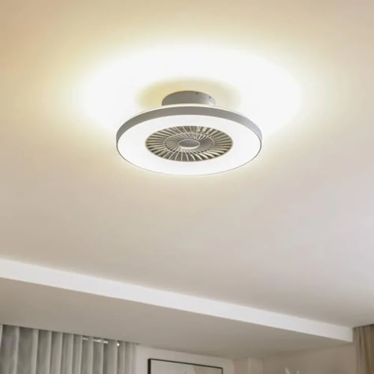 Lindby Paavo, Smart LED-Deckenventilator in Silber, leise, steuerbar über Tuya-App, mit Timer und Nachtlichtfunktion – Bild 3