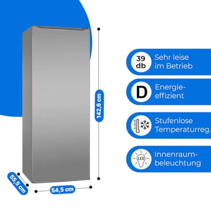 Bomann VS 7363 inox, Kühlschrank ohne Gefrierfach, 242L, 5 Ablagen, leiser Getränkekühlschrank, Temperaturbereich 0° - 8°C – Bild 6