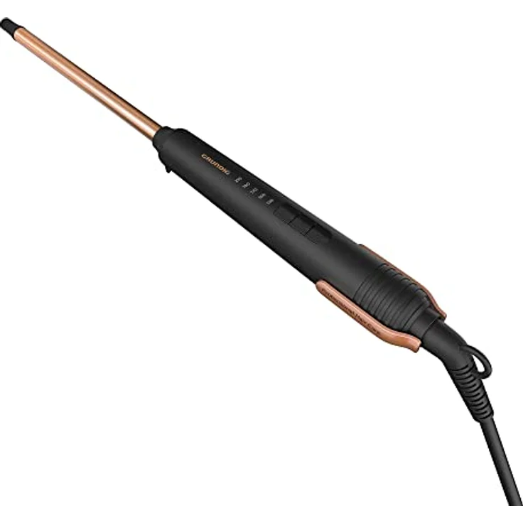 GRUNDIG NaturaShine HS 7230 Lockenstab, Hairstyler, 10 mm Durchmesser, Keramikbeschichtung mit Macadamia- und Kokosöl, 5 Stufen, von 130 °C bis 210 °C, schnelle Aufheizzeit, Schwarz/Roségold – Bild 3