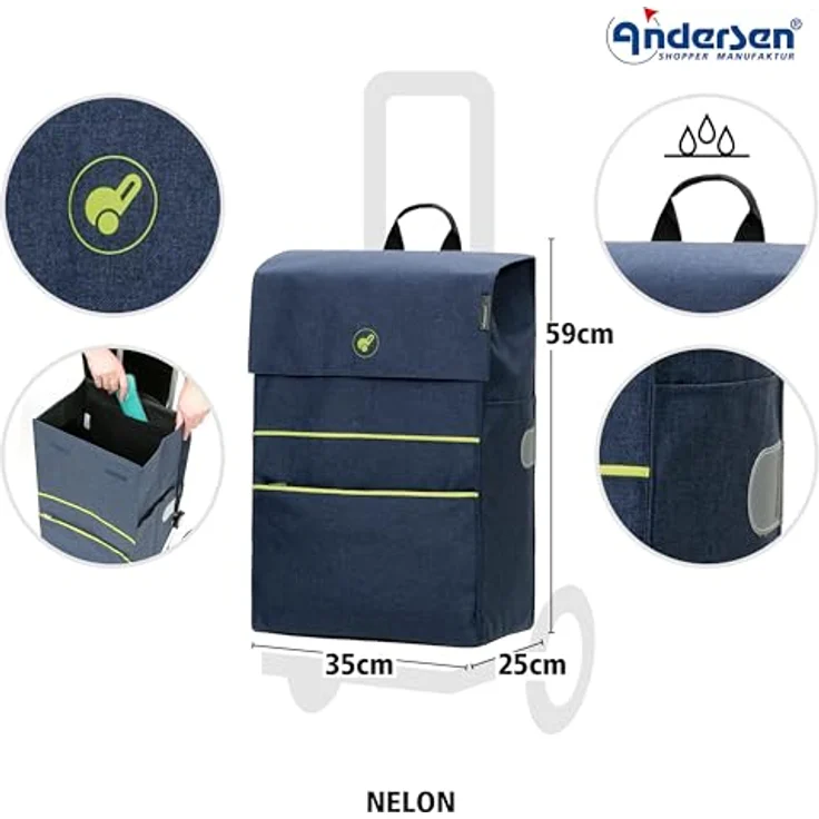 ANDERSEN Einkaufstrolley - Scala Shopper Nelon blau 53 L Freizeit, Hackenporsche, modern, klappbar, leichtgängig, leise Räder – Bild 3