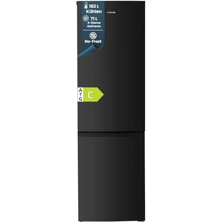 homeX CFSN2531C-B Kühlschrank mit Gefrierfach, 253 Liter, No Frost, freistehend, schwarz – Bild 1