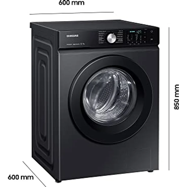 Samsung WW11BBA049AB/EG Waschmaschine, 11 kg, 1400 U/min, AI Ecobubble-Technologie, BESPOKE Flat Design mit SpaceMax Technologie, Hygiene-Dampfprogramm, FleckenIntensiv-Funktion, Schwarz – Bild 3