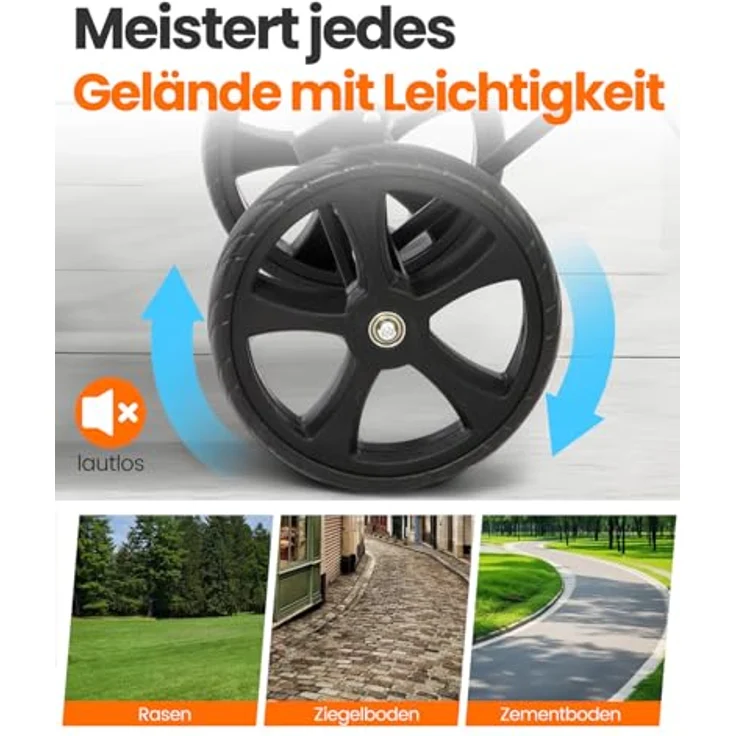 HOMECALL Einkaufstrolley klappbar 3 in 1 mit Kühltasche, 55L Kapazität, 50kg Tragkraft, Treppensteiger-Räder, ergonomic Griff, grau – Bild 8