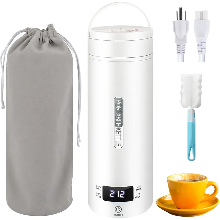 TEKOO Tragbarer Wasserkocher 316 Edelstahl, 450ml, mit vier Temperaturstufen und LCD-Touch-Display