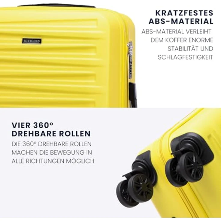 WITTCHEN Skyspeed Line Mittelgroßer Hartschalenkoffer, 67x45x26 cm, ABS, gelb, mit Kombinationsschloss und Teleskopgriff, 4 Doppelrollen – Bild 3