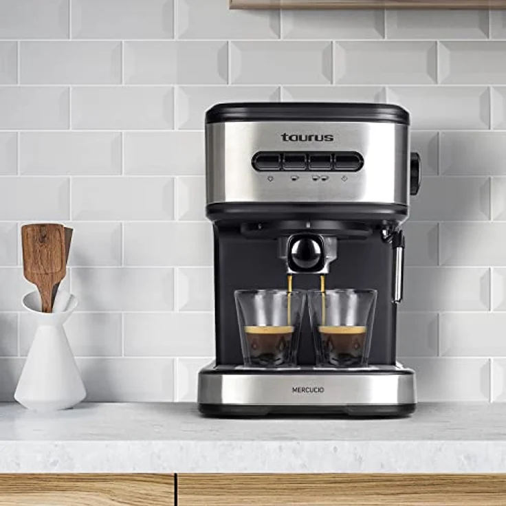Taurus Mercucio Espressomaschine, 20 Bar, programmierbar, automatische Abschaltung, 850 W, BPA-frei, automatische Abschaltung, 1,50 l, Verdampfer, Extra Cream System, Schwarz – Bild 5