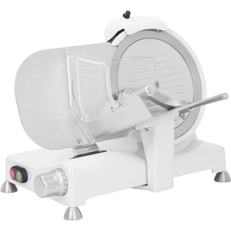 RGV Luxury 25 White Edition, Elektrische Aufschnittmaschine aus Aluminium, 140 W, maximale Scheibendicke 1,6 cm, weiss