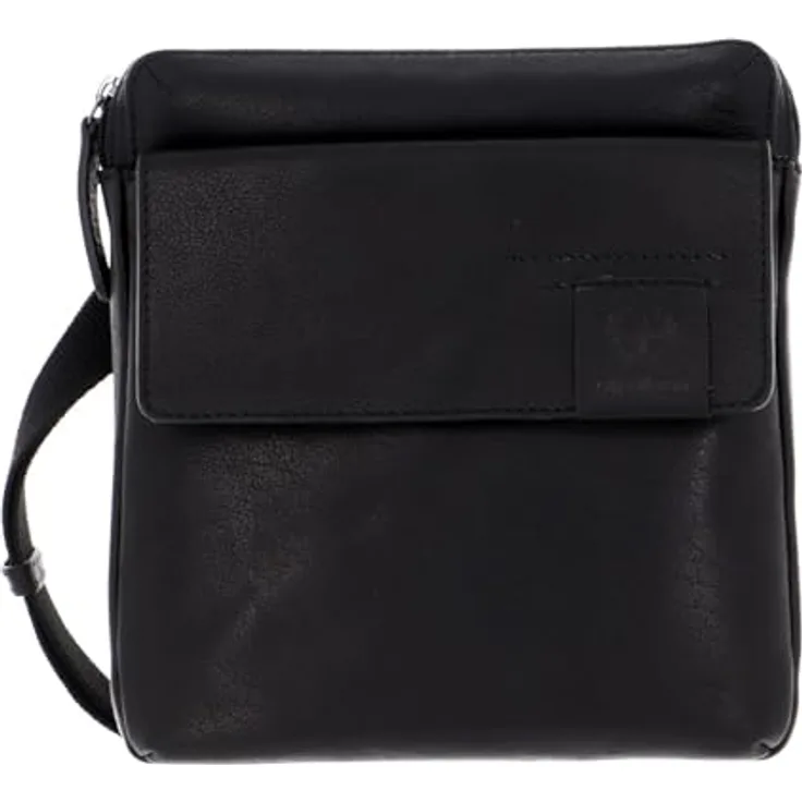 Strellson Hyde Park Umhängetasche, Leder Tasche in Schwarz mit verstellbarem Schulterriemen und mehreren Fächern