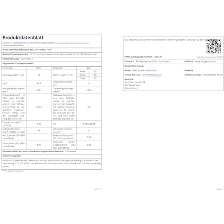 Neff S177ECX17E, Vollintegrierter 60-cm-Geschirrspüler mit Home Connect, 42 dB, 14 Maßgedecke, 7 Programme, 5 Optionen, Besteckschublade, Wärmetauscher/Trocknungsassistent – Bild 2