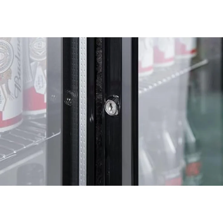 METRO Professional GBC3103 Glastür-Kühlschrank, 308 L, 3-türig, 9 verstellbare Einlegeböden, LED Beleuchtung, mit Schloss, schwarz – Bild 5