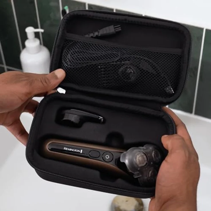 Remington X9 Turbo Rotationsrasierer XR1795, Elektrischer Herrenrasierer mit SynX Hybrid Schneidesystem, 360°PivotBall, inkl. Detail- & Barttrimmer, Nass- & Trockenrasur, Rot – Bild 2