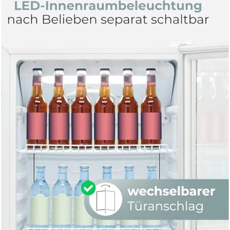 Bomann® KSG 7292, Getränkekühlschrank mit Glastür, 236L, Energieklasse C, MultiAirflow, 5 Gitterablagen, Temperatur 2-12°C, wechselbarer Türanschlag, weiß – Bild 6
