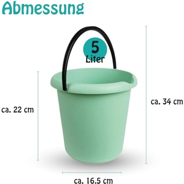 ProHome Putzeimer 5 Liter, 2-tlg. Kunststoff-Eimer, rosa/grün/anthrazit, BPA-frei, Made in EU – Bild 7
