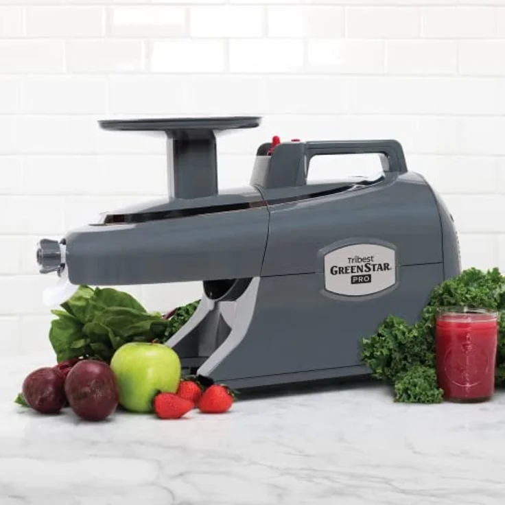 Tribest Greenstar Pro Entsafter Slow Juicer (Grau) – 200W Saftpresse elektrisch mit Keramikschnecke – Saftmaschine für Obst und Gemüse – Bild 2