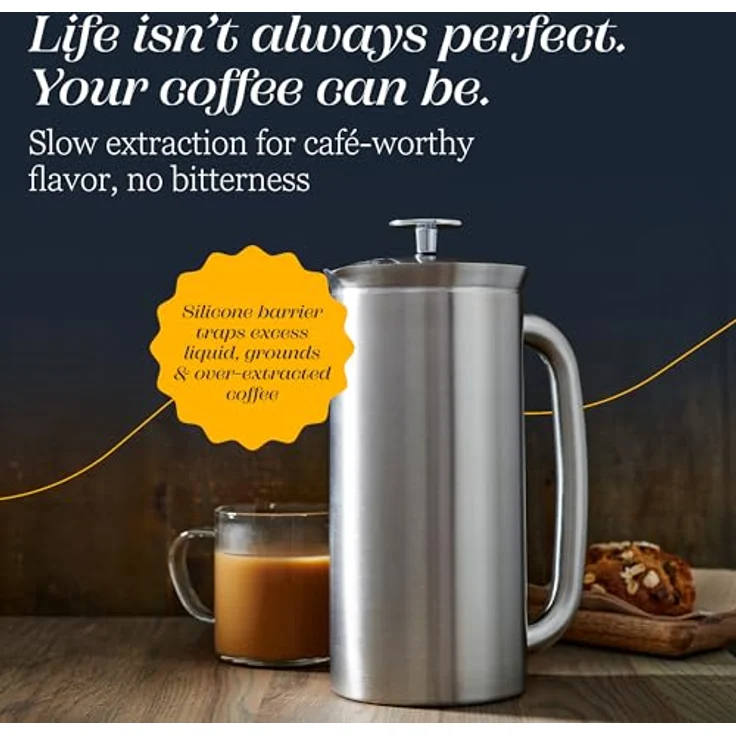 ESPRO French Press P7, Kaffee Stempelkanne mit Thermofunktion, Coffee-Maker, Kaffeezubereiter, 950ml, Edelstahl gebürstet – Bild 8