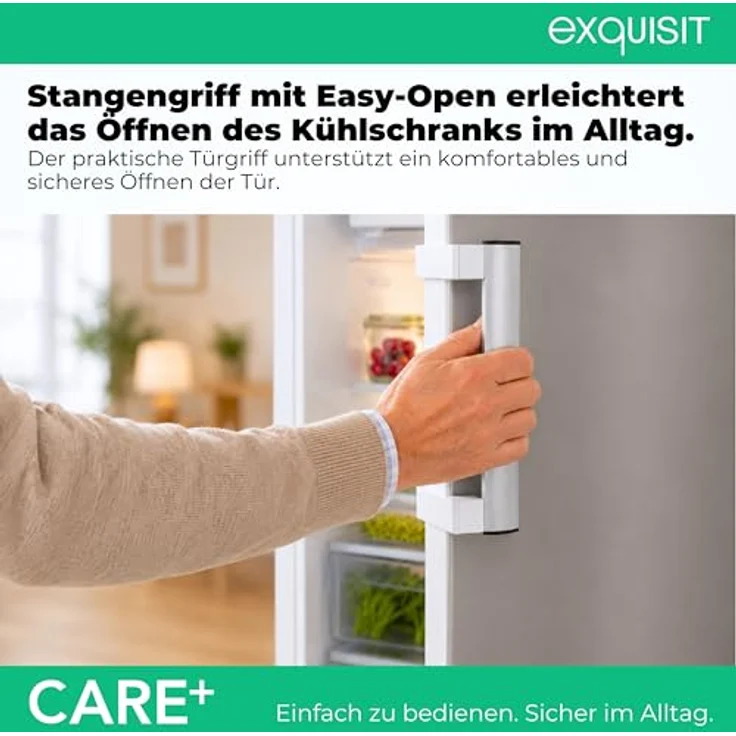 Exquisit KS16-4-HEA-090E Care inoxlook, Kühlschrank mit 4-Gefrierfach 121 l, Super-Kühl-Modus, elektronische Temperaturregelung, 54,5 cm breit – Bild 2
