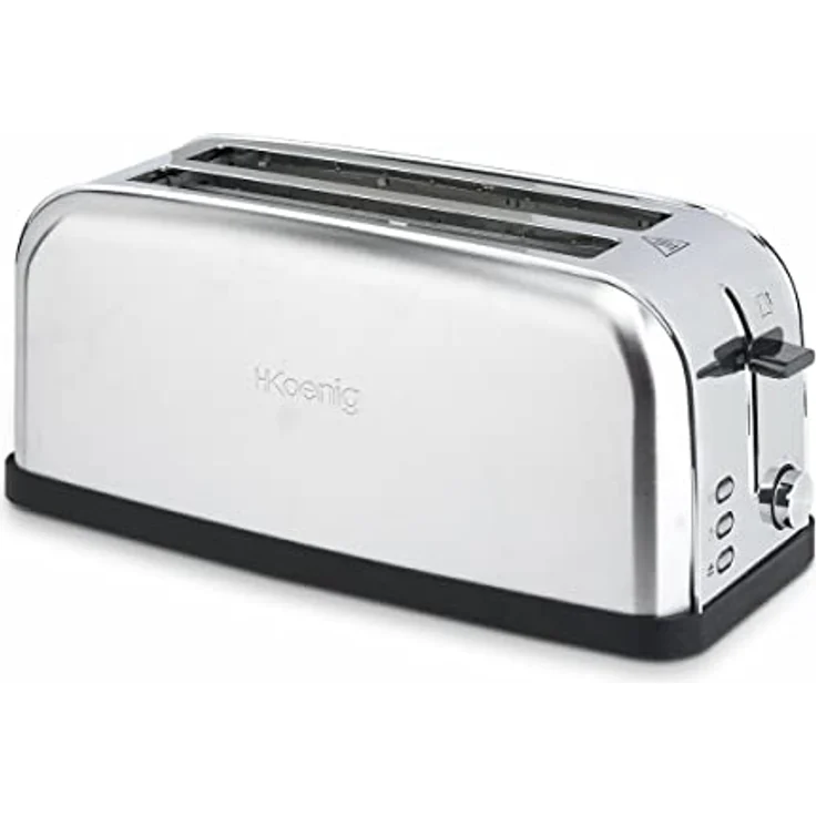 H.Koenig TOS28 Toaster - Langschlitztoaster mit extra breitem Schlitz - 7 Wärmestufen - 3 Funktionen - geeignet für Bauernbrot, 4 Toasts oder Baguette - Edelstahl - silber – Bild 2