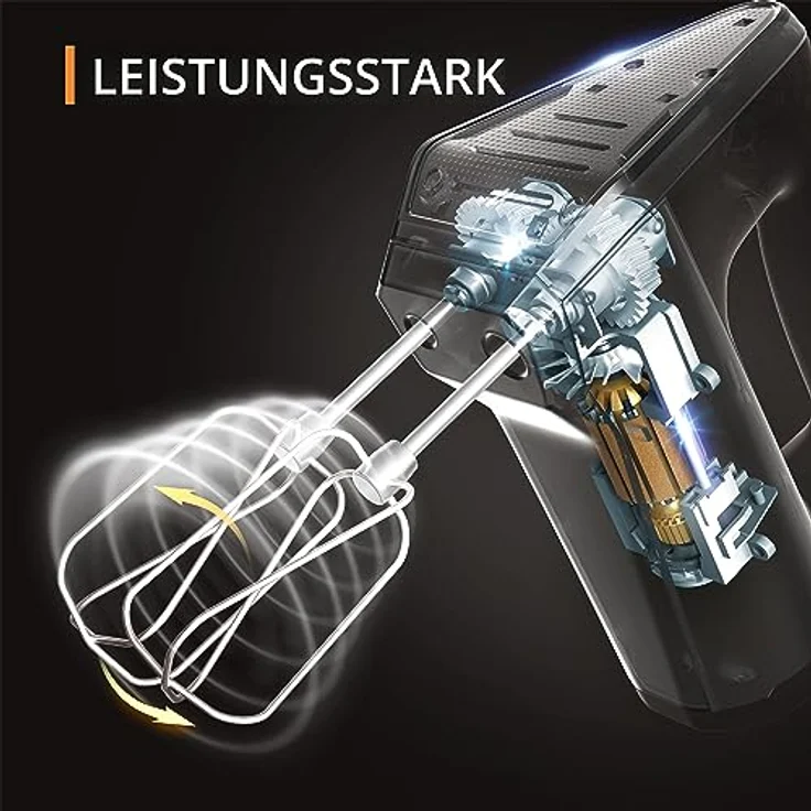 Krups GN6028 3MIX 6000 Handmixer | 600 W | präzise Kontrolle | Soft-Touch-Griff | langes Kabel | praktischer Geschwindigkeitsregler | inkl. Quirle und Knethaken | Schwarz – Bild 4