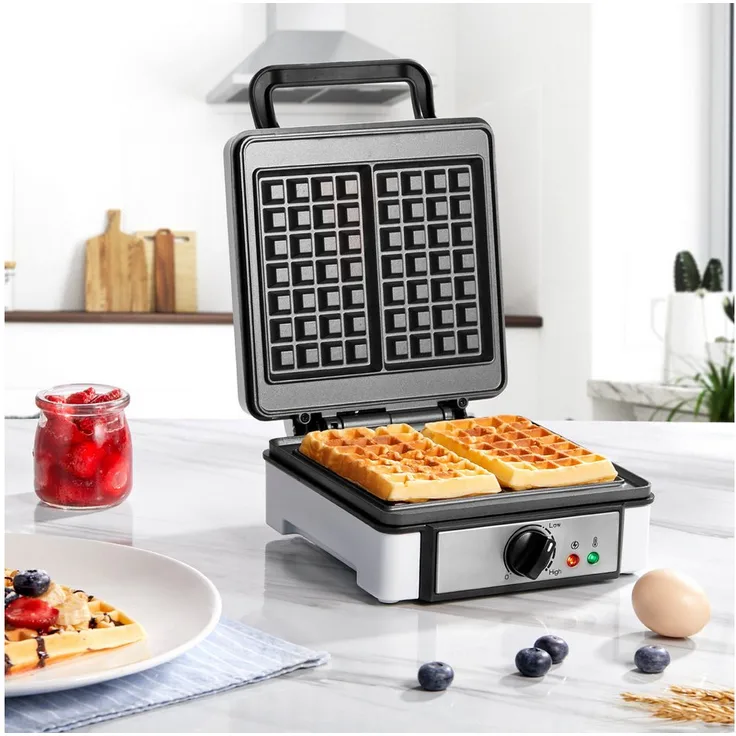 FOHERE Waffeleisen XL, 2er Waffeleisen mit Paninigrill, 1200 W, Antihaftbeschichtung, Cool-Touch-Technologie, rutschfeste Füße, kompakte Maße