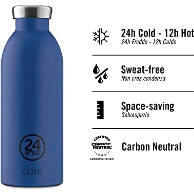 24Bottles Clima Flasche - 330ml/500ml/850ml Thermosflasche mit 100% Versiegeltem Deckel (12 Stunden Heiße Getränke 24 Stunden Kalt), ökologische Edelstahlflaschen (Formal Grey, 500 ml) – Bild 3