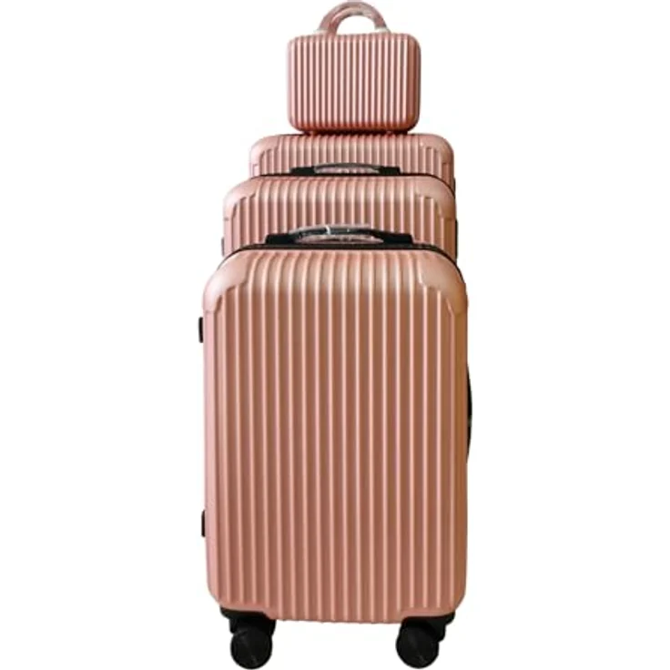 NTK-Collection Frenzi Rosegold, Hartschalenkoffer 4er-Set in Rosa, (115 l, Kosmetikkoffer, Handgepäck, M, L, XL) – Bild 1