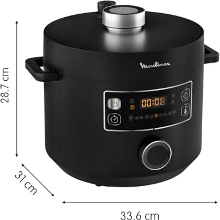 Moulinex CE7548, Multikocher mit 5 l Kapazität, 1090 W, LCD-Display, schwarz, PFOA-frei, spülmaschinenfest – Bild 8