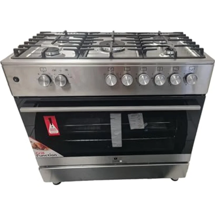 Gasline Gas Standherd 90cm GAG90GOINX Edelstahl Matt, 5 Flammig, Sabaf-Brenner, Gasbackofen mit Grill, elektrische Zündung, Vollzündsicherung Propan/Erdgas – Bild 3