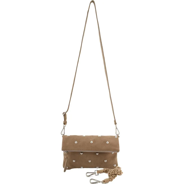 FredsBruder Endless Beads Clutch Tasche, Leder, 28 cm, Beige, mit verstellbarem Schulterriemen und Magnetverschluss