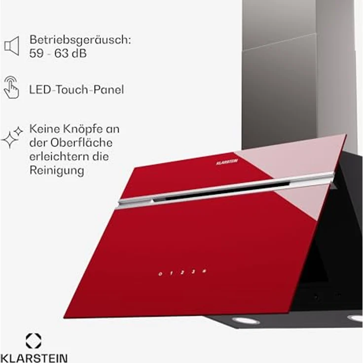 Klarstein Dunstabzugshaube 60cm, Abluft-Dunstabzugshaube mit 600m³/h Luftstrom, Spülmaschinenfester Aluminium Filter, LED-Beleuchtung, weiß – Bild 5