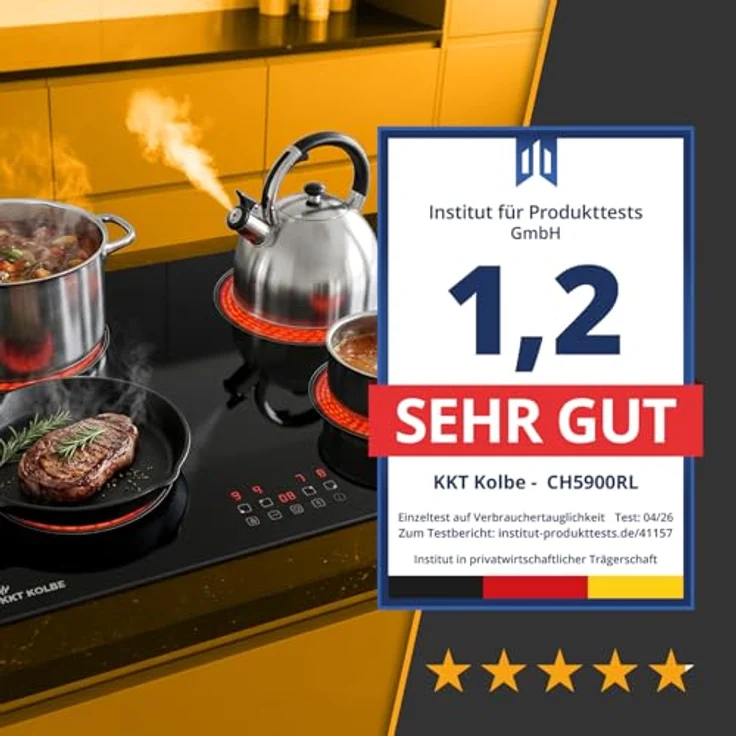 KKT KOLBE Autarkes Herdset SET8805CH5900RL, 60cm Einbaubackofen BO8805SS, 59cm Kochfeld CH5900RL, Grill, Heißluft, Energieeffizienzklasse A+, Automatik-Timer, Kindersicherung, Knebelbedienung – Bild 5