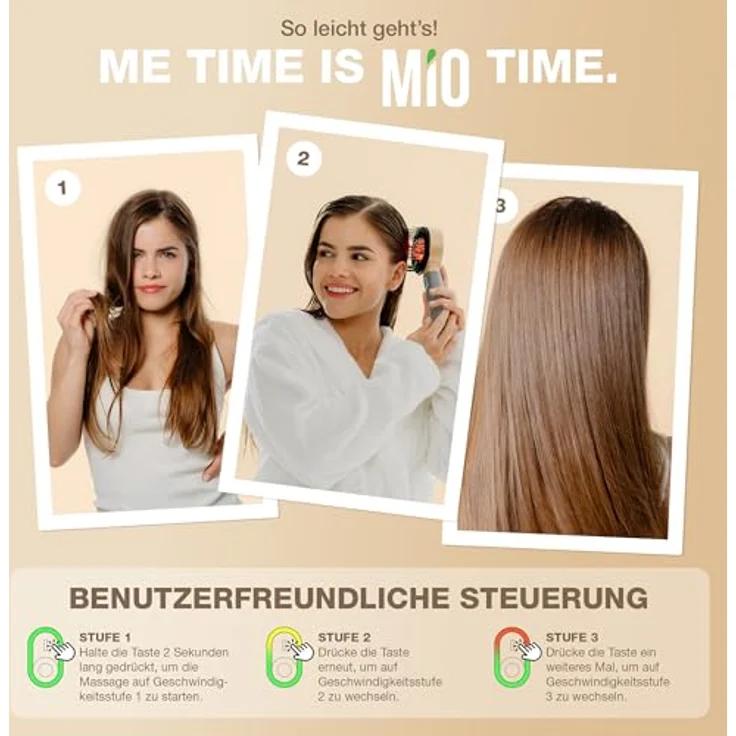 Donnerberg Kopfmassagegerät MIO KM-068, 3D-Kopfmassage mit Rotlicht + Ölanwendung, Beige – Bild 5
