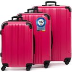 FERGÉ Kofferset 3 teilig Hartschale QUÉBEC Reisekoffer Trolley-Set (Handgepäck, L, XL) 3er Set Hartschalenkoffer Roll-Koffer 4 Rollen 100% ABS pink