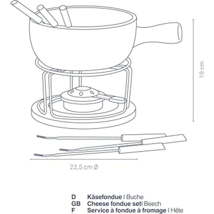 Kela 361306 Käsefondue-Set, Natürliches Design, 10-teilig, Feuerfeste Keramik, Käsefondue-Set Natura, 1 L – Bild 3