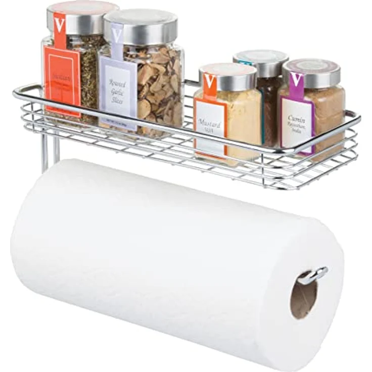 mDesign Küchenrollenhalter Wand - Halter für Papierrollen in Küche oder Bad - an der Wand zu befestigender, moderner Papierrollenhalter - Farbe: Chrom – Bild 1