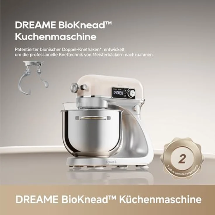 dreame MX60 Küchenmaschine Standmixer, 6 L mit patentiertem Doppelknethaken, 800 W DC-Motor und intelligentem Display, 12 Geschwindigkeiten – Bild 2