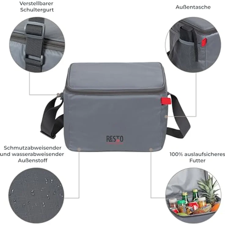Resto Kühlbox 11L, passive Kühltechnologie, modern grau, kompakte Abmessungen 200 x 220 x 290 mm – Bild 3