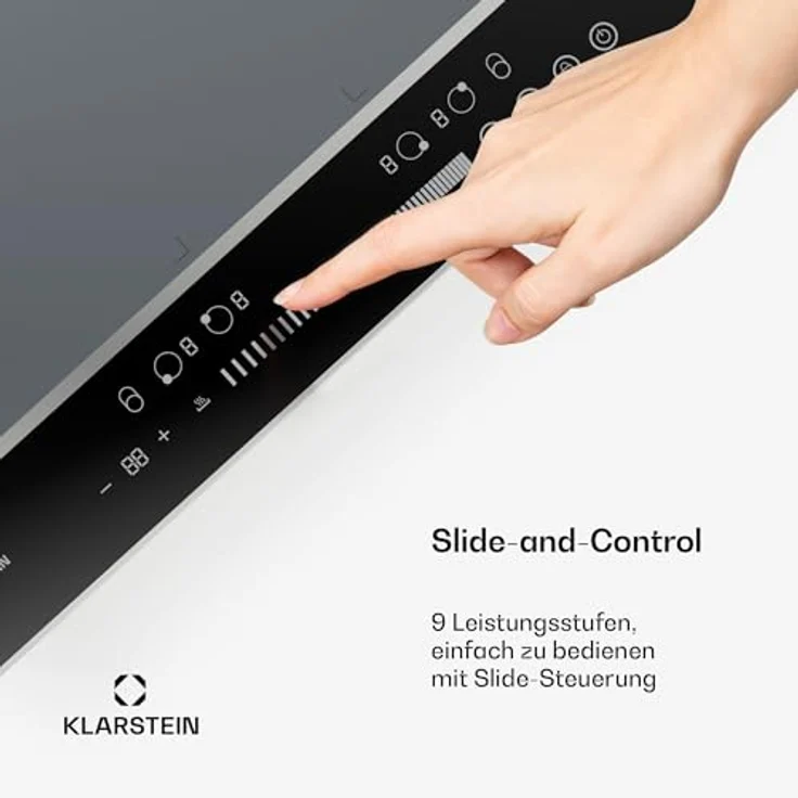 Klarstein DualTone Flex Induktionskochfeld - 4-Zonen Induktionsherd mit 7200 W, Flex-Zonen, Thermoboost, Schieberegler, Timer, Aluminiumrahmen, Silber – Bild 5