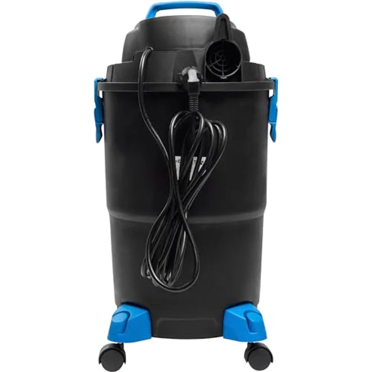 Högert Technik Nass- & Trockensauger 30 L, 1200 W, antistatischer Schlauch, Blasfunktion, integrierte 2000 W Steckdose, 4 schwenkbare Räder, 2 m Schlauch, 4 m Kabel – Bild 4