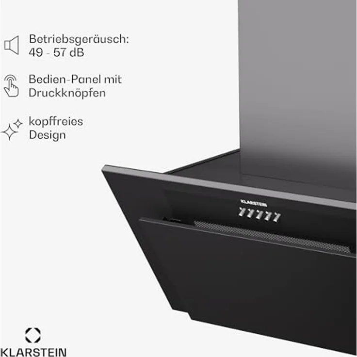 Klarstein Dunstabzugshaube 60cm, Abluft/Umluft Dunstabzugshaube mit Spülmaschinenfestem Filter, Energieeffizienz A++, LED-Beleuchtung, Leise Abzugshaube mit 305m³/h Luftstrom, Edelstahl – Bild 5