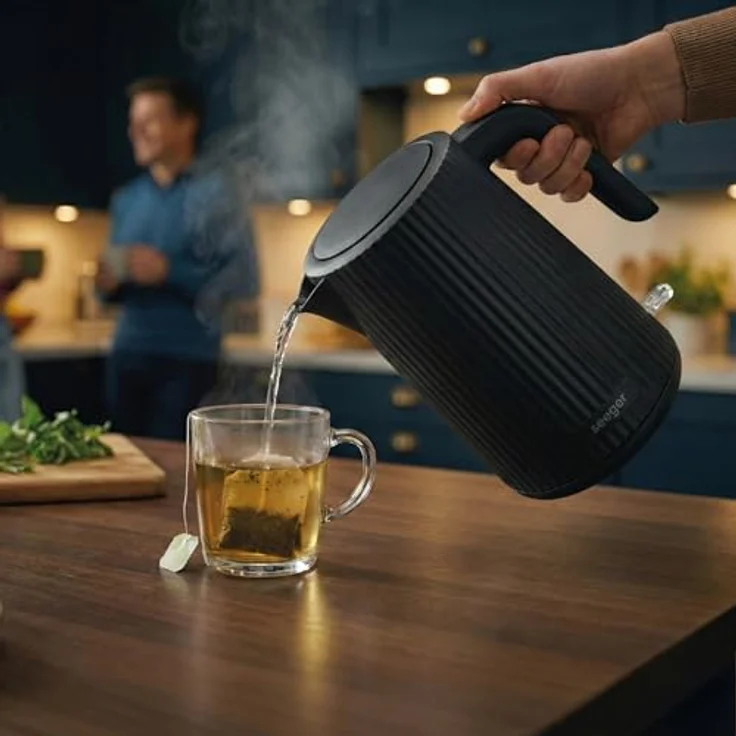 Seeger Wasserkocher SGR100BK, 1,7L, mit Mikro-Sieb-Filter, BPA-frei, 2200W, 360° drehbarer Sockel, Schwarz – Bild 2