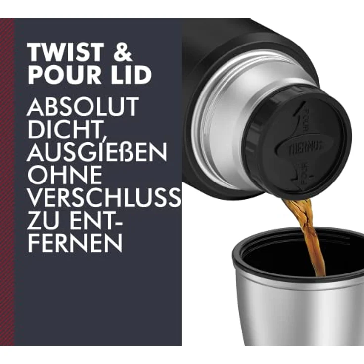 THERMOS 4003.232.120 Thermosflasche Stainless King, Edelstahl Mat Black 1,2 l, Drehverschluss, 24 Stunden heiß, 24 Stunden kalt, BPA-Free – Bild 3