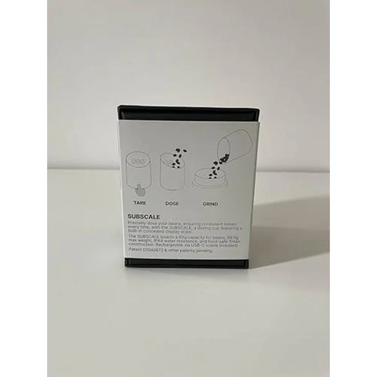 Subminimal SubScale, Präzisions-Kaffevåg für Espresso & Pour-Over, mattschwarz, kompaktes Design mit USB-C-Akku und Spritzwasserschutz – Bild 3